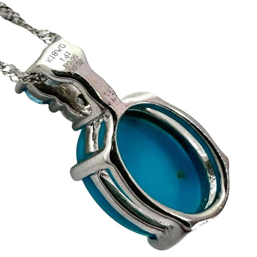 トルコ石 1.61ct ベニトアイト 0.05ct ダイヤモンド 0.02ct ネックレス K18WGホワイトゴールド 1.9g 42cm レディース_4