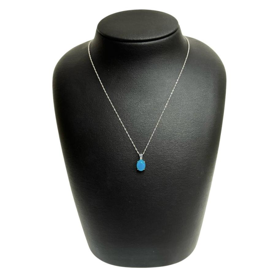 トルコ石 1.61ct ベニトアイト 0.05ct ダイヤモンド 0.02ct ネックレス K18WGホワイトゴールド 1.9g 42cm レディース_6
