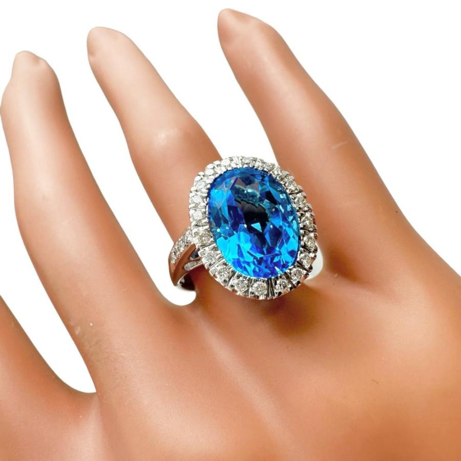 11号 ブルートパーズ 7.76ct ダイヤモンド 計0.40ct リング・指輪