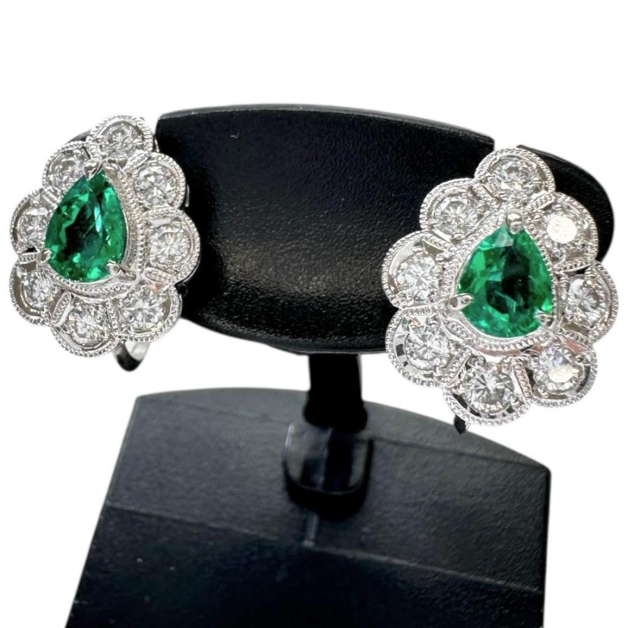 エメラルド 0.38/0.27ct ダイヤモンド 0.29/0.29ct イヤリング