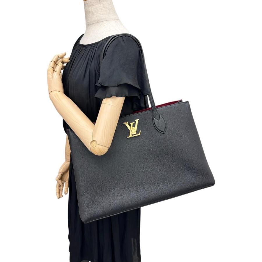 LOUIS VUITTON/ルイ・ヴィトン M57345 ロックミー ショッパー トートバッグ RFIDタグ グレインレザー ブラック/ゴールド金具 レディース_8