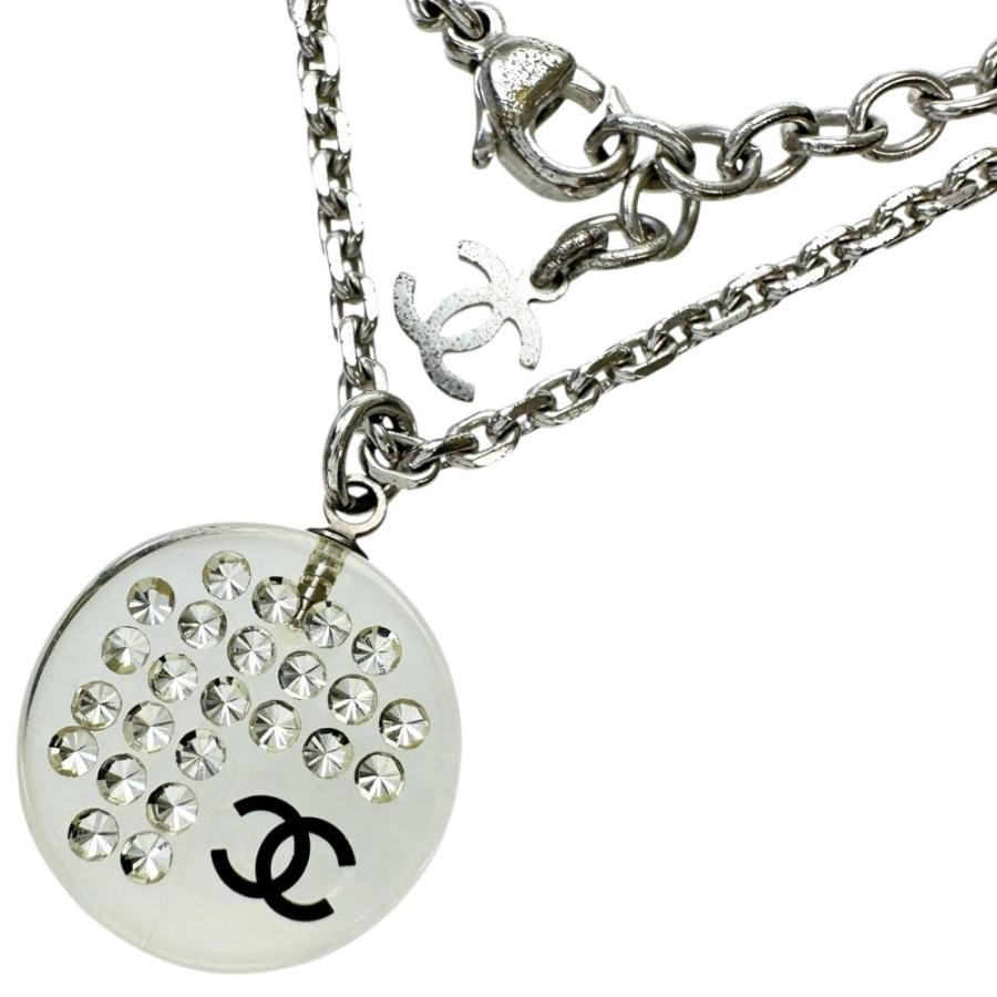 CHANEL シャネル　ラインストーン ネックレス シルバーフランス製 CHANEL（シャネル） ラインストーン ネックレス ココマーク メタル