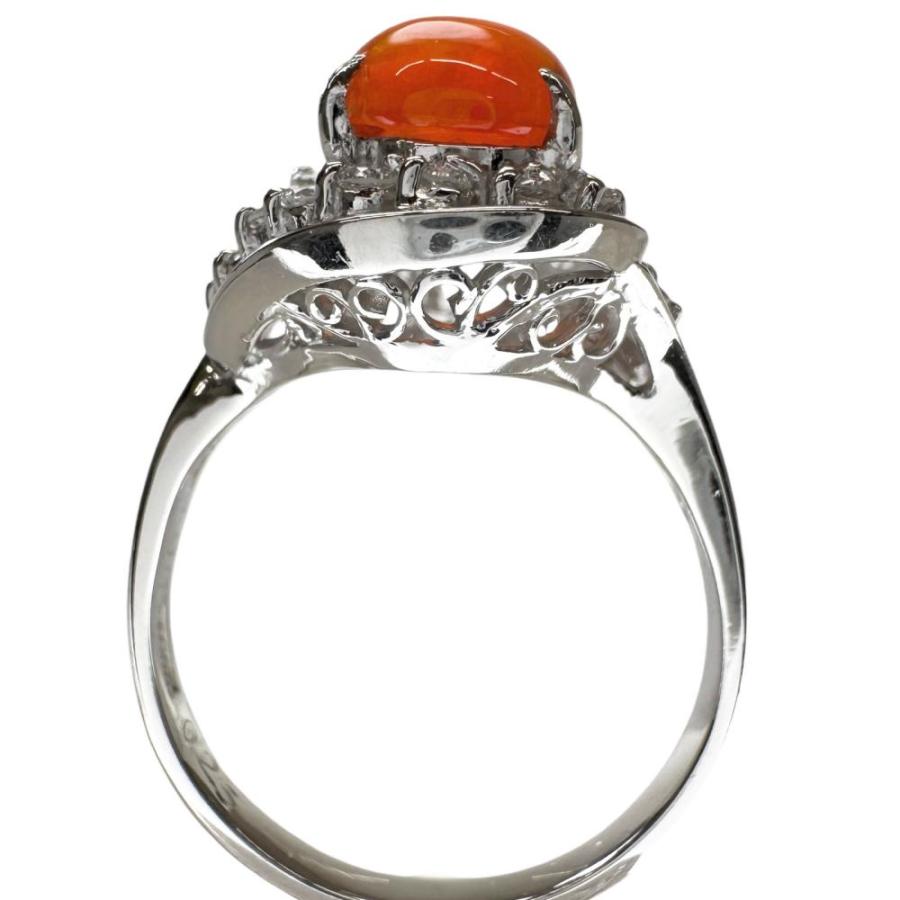 10.5号 ファイアオパール 1.60ct ダイヤモンド 0.25ct リング・指輪 