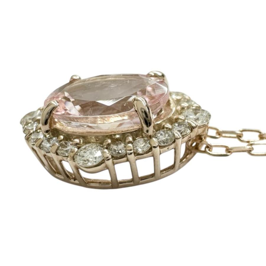 モルガナイト 0.70ct ダイヤモンド 0.17 ct ネックレス K18PGピンクゴールド 1.8g 45cm レディース_1