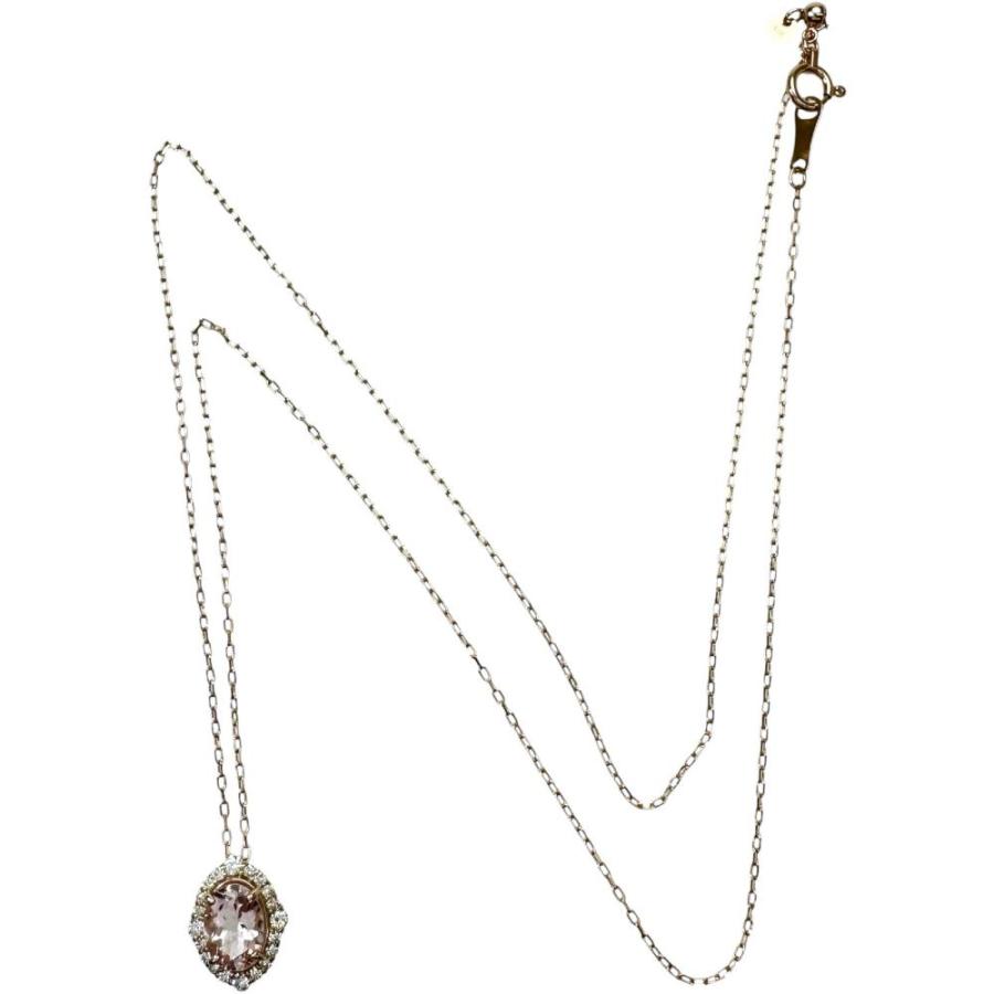 モルガナイト 0.70ct ダイヤモンド 0.17 ct ネックレス K18PGピンクゴールド 1.8g 45cm レディース_2