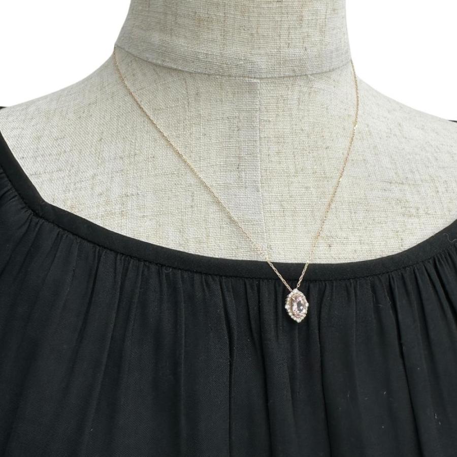 モルガナイト 0.70ct ダイヤモンド 0.17 ct ネックレス K18PGピンクゴールド 1.8g 45cm レディース_8