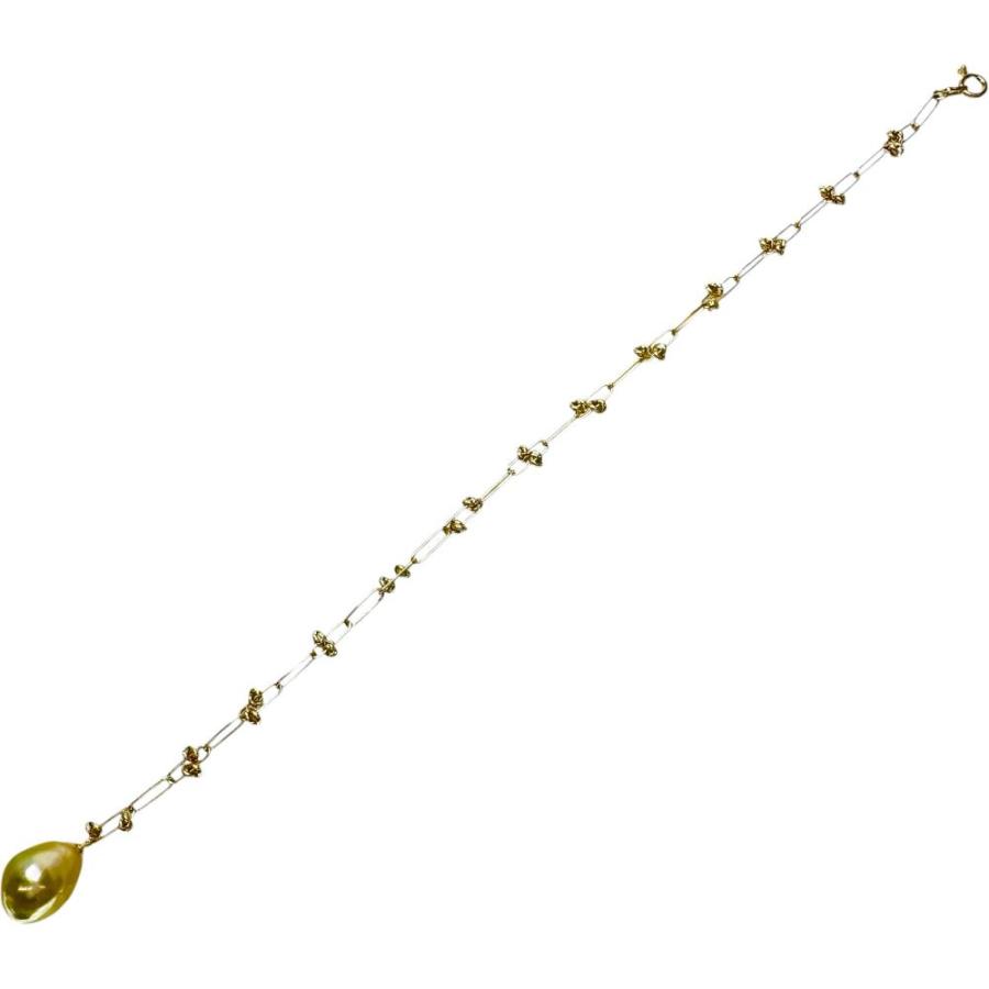 ペーパークリップチェーン 白蝶真珠12.1mm ブレスレット K18ゴールド 