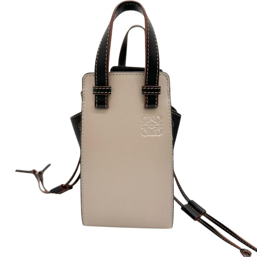 LOEWE/ロエベ A538V07X06 ハンモック ドローストリング 2WAYショルダー ハンドバッグ レザー/キャンバス レディースの画像