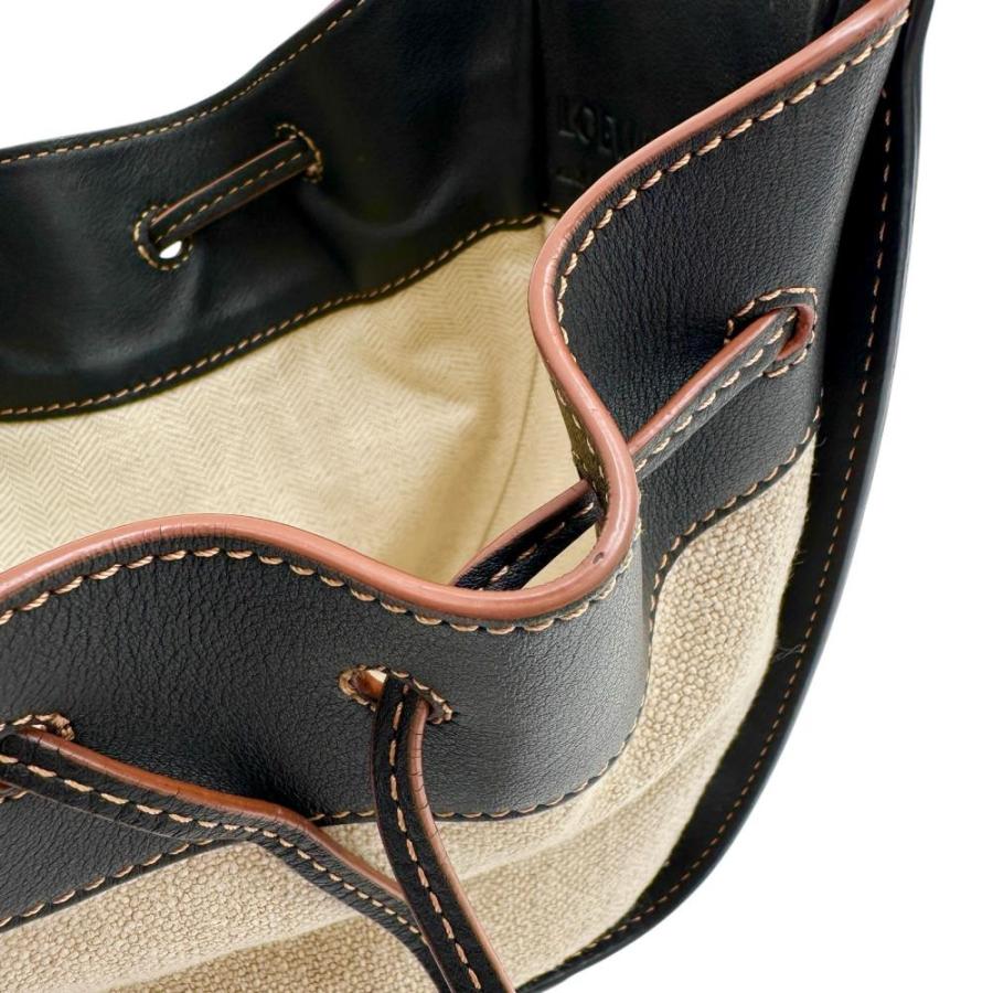 LOEWE/ロエベ A538V07X06 ハンモック ドローストリング 2WAYショルダー ハンドバッグ レザー/キャンバス レディースの画像
