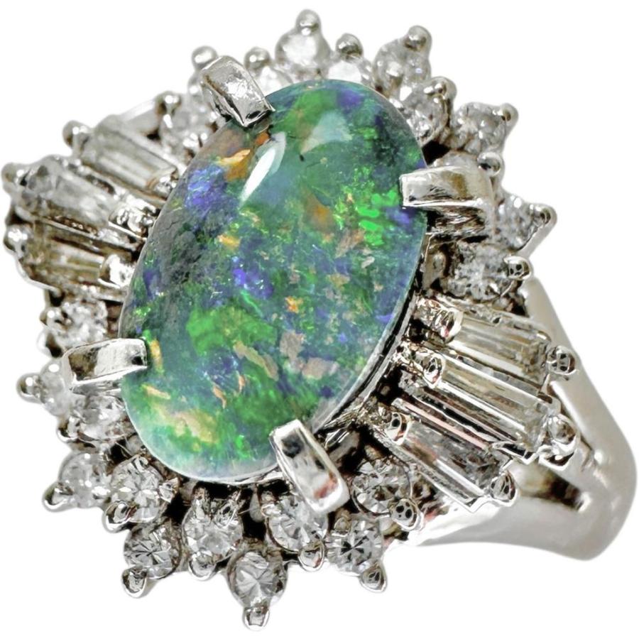 12号 ブラックオパール 0.63ct ダイヤモンド 0.22ct リング