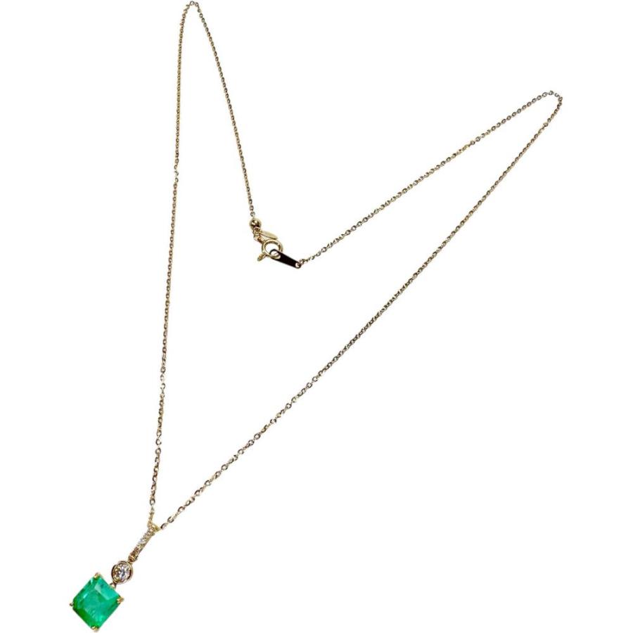 エメラルド 1.60ct ダイヤモンド 0.13ct ネックレス K18ゴールド 2.7g 45cm レディース_1