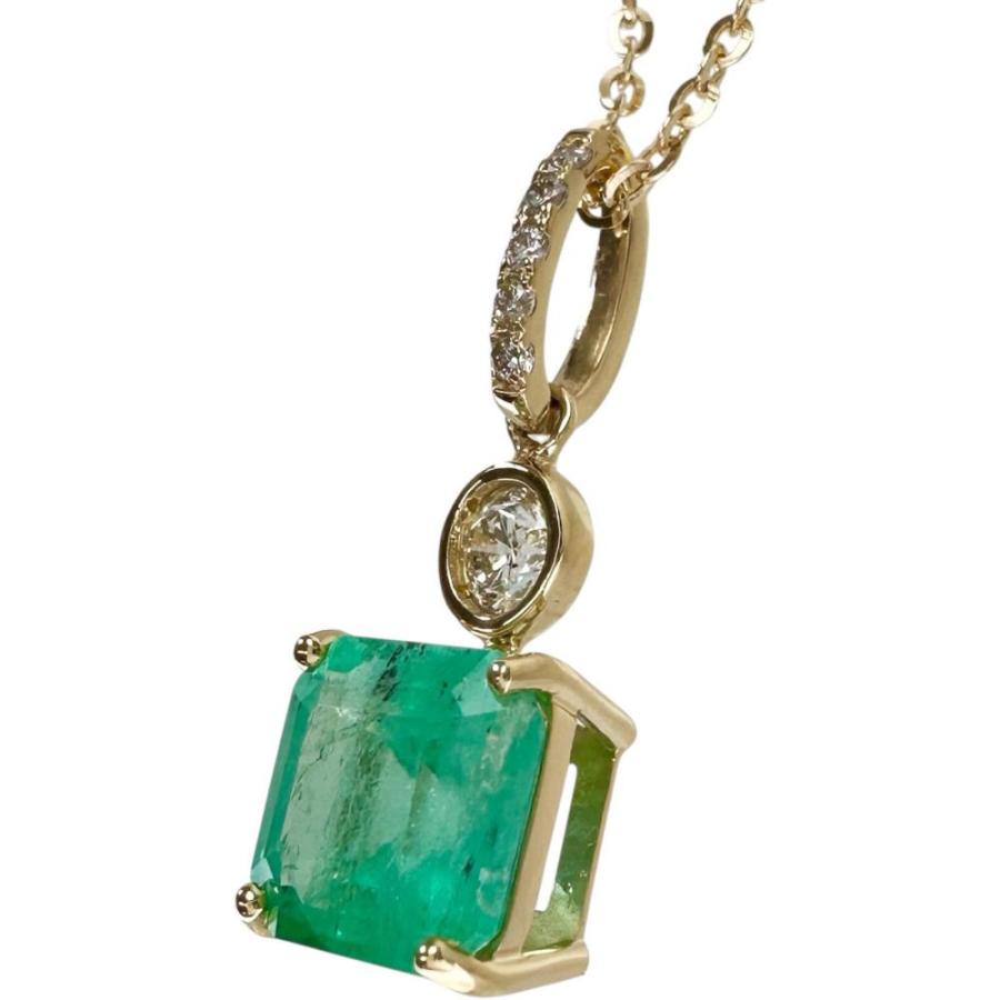 エメラルド 1.60ct ダイヤモンド 0.13ct ネックレス K18ゴールド 2.7g 45cm レディース_3