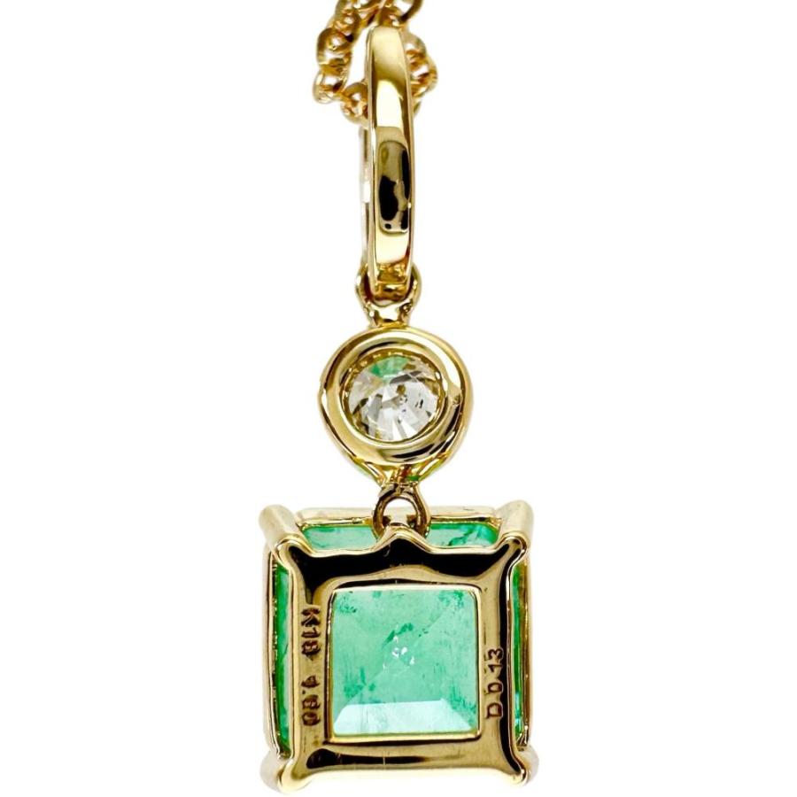 エメラルド 1.60ct ダイヤモンド 0.13ct ネックレス K18ゴールド 2.7g 45cm レディース_4