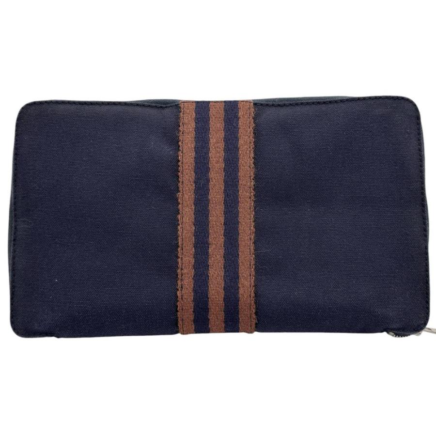 HERMESエルメス/ラウンドファスナー財布フールトゥ パースPM紺キャンバス HERMES（エルメス） フールトゥ パースGM 長財布 キャンバス ネイビー