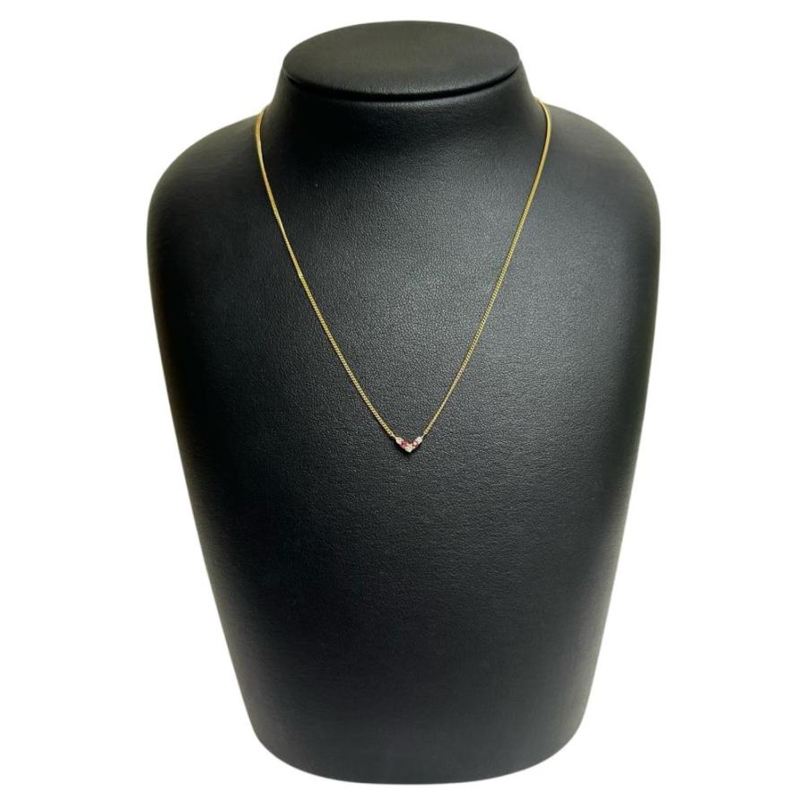 ルビー ダイヤモンド 計0.053ct ネックレス K18ゴールド 2.1g 42.5cm 