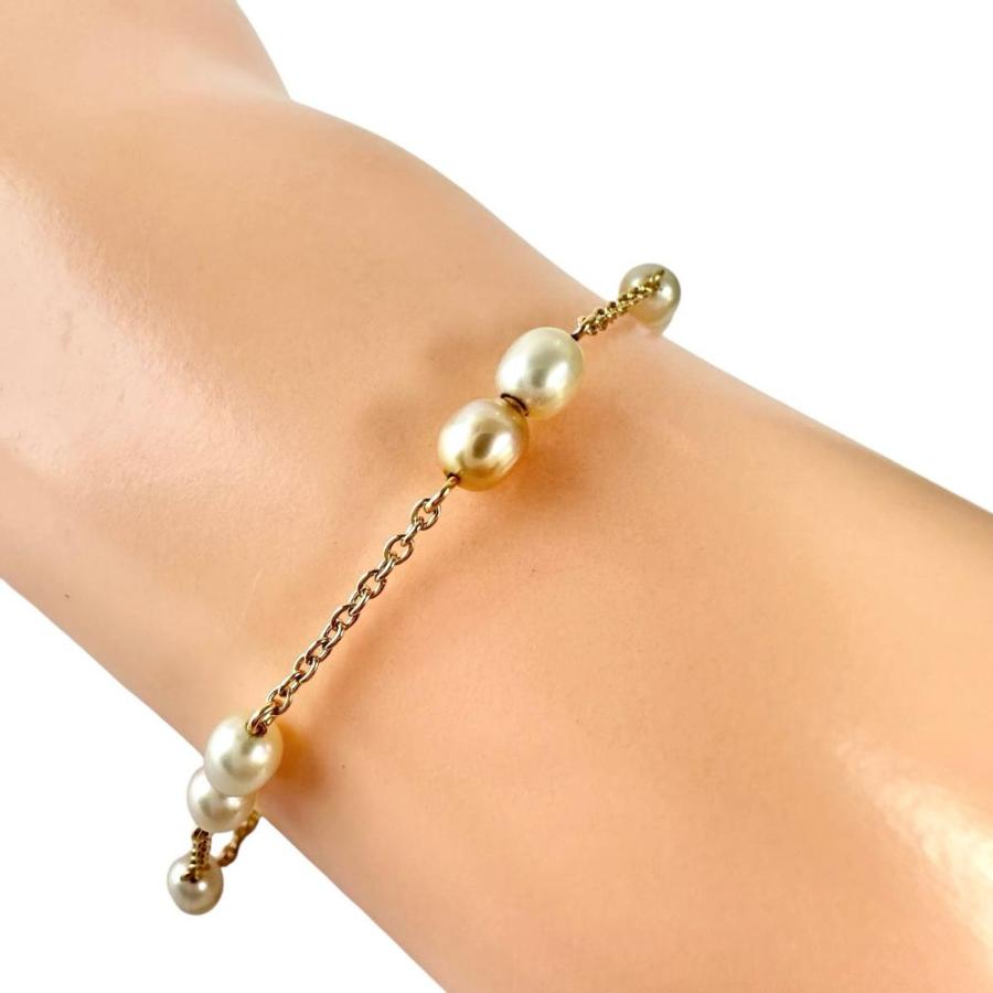 田崎真珠 淡水 パール ブレスレット k18 Pearl Bracelet TASAKI/タサキ 淡水真珠 12珠 ブレスレット K18ゴールド 2.5g 16.5cm