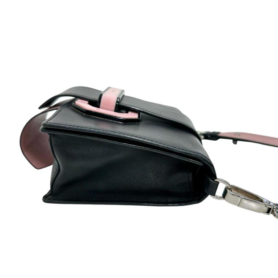 PRADA/プラダ 1BD067 シティ プレックス ショルダーバッグ レザー ブラック/ピンク レディース_2