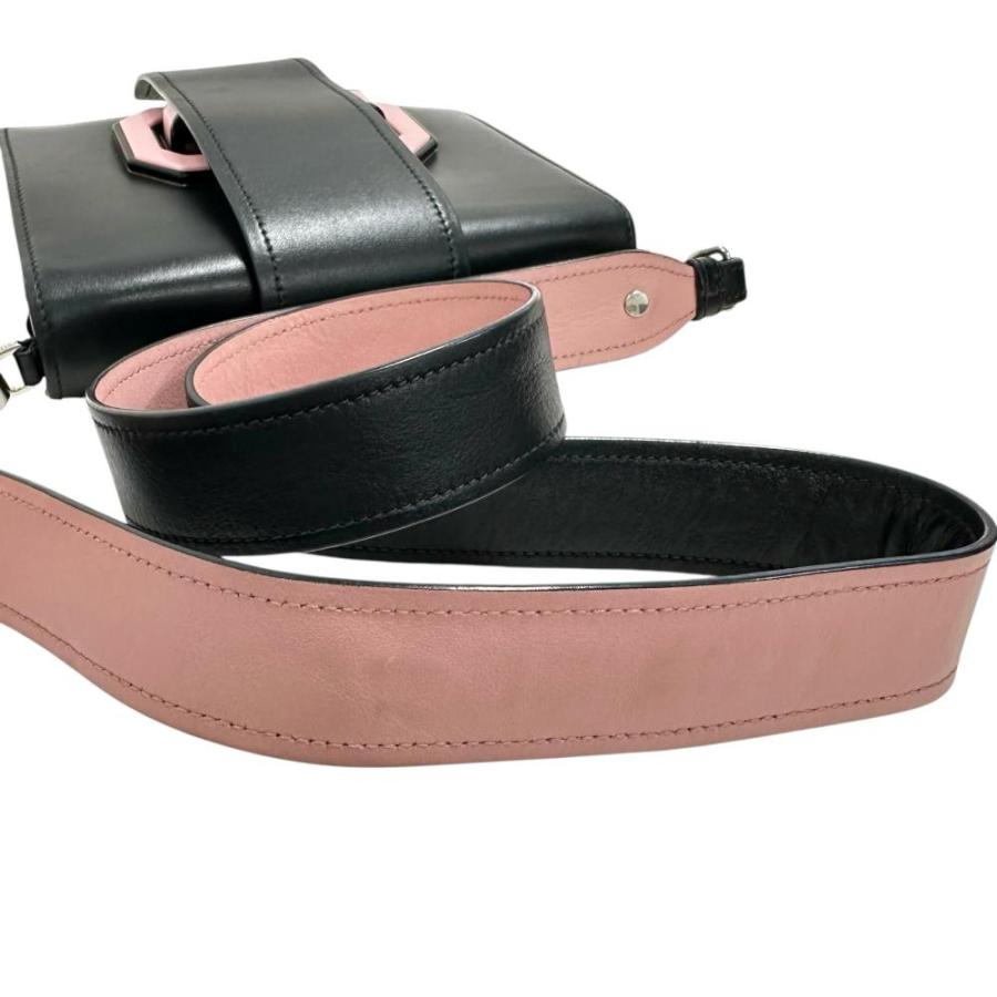 PRADA/プラダ 1BD067 シティ プレックス ショルダーバッグ レザー ブラック/ピンク レディース_6
