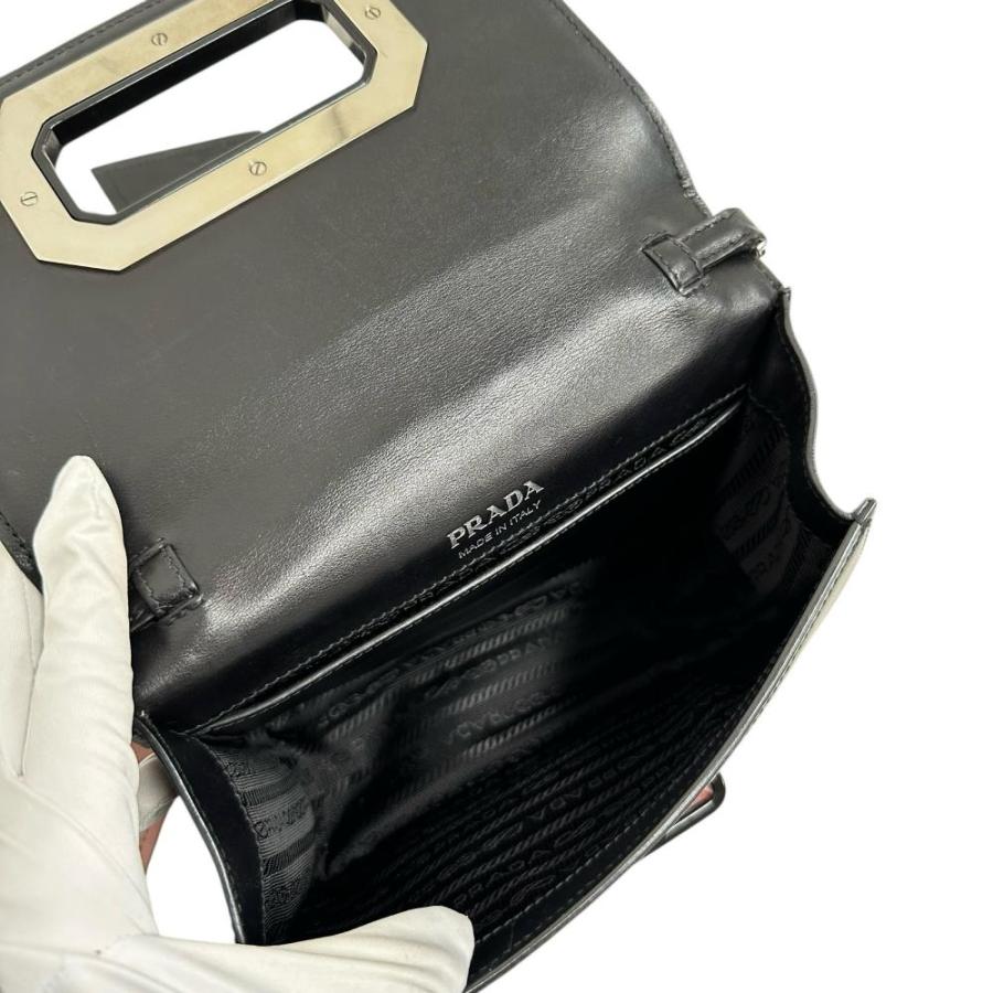 PRADA/プラダ 1BD067 シティ プレックス ショルダーバッグ レザー ブラック/ピンク レディース_7