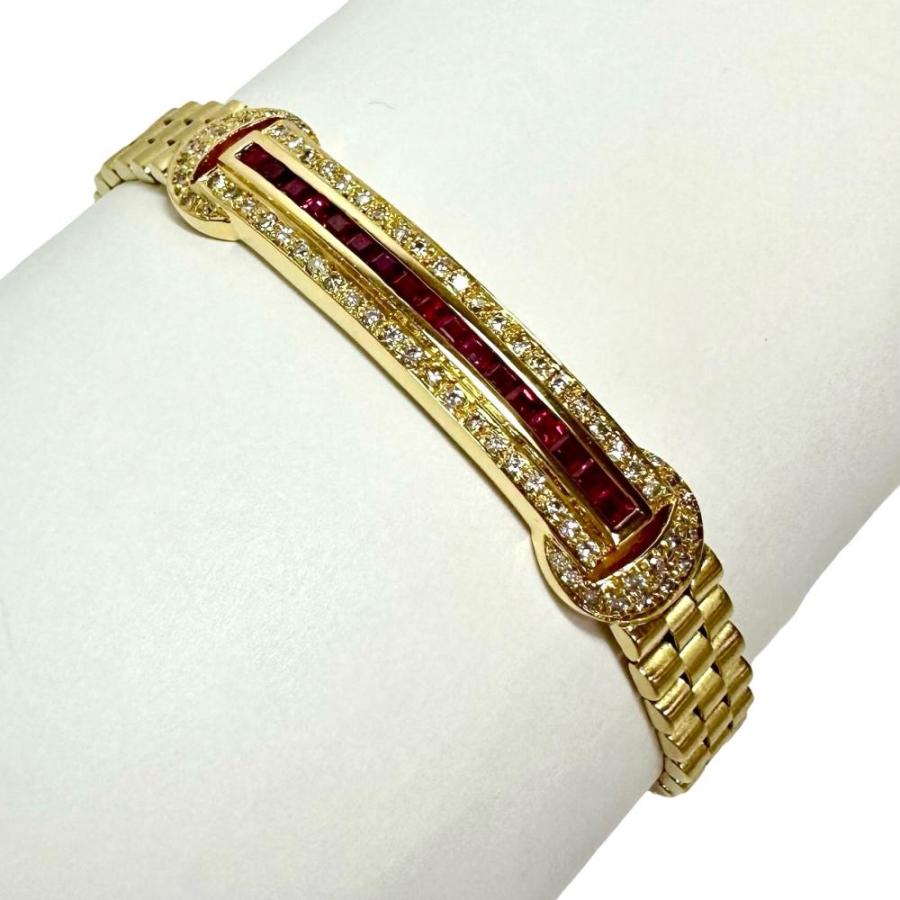 時計ベルト風 ルビー 計1.12ct ダイヤモンド 計0.60ct ブレスレット 