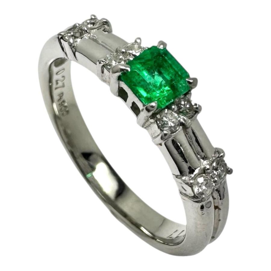 15号 エメラルド 0.27ct ダイヤモンド 計0.17ct リング・指輪 Pt900 