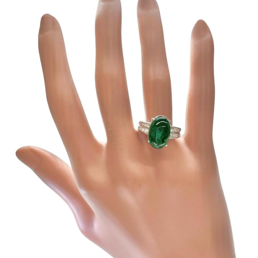 11号 カボションエメラルド 5.85ct ダイヤモンド 0.19ct リング・指輪