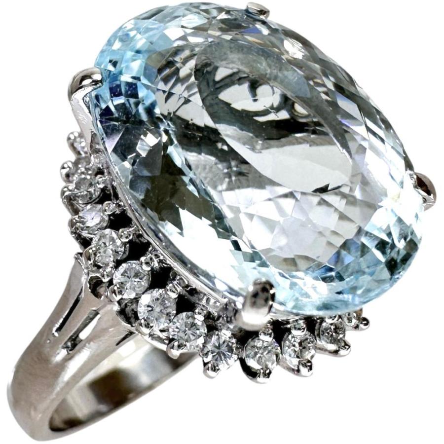 11.5号 アクアマリン 9.10ct ダイヤモンド 0.41ct リング・指輪 Pt900