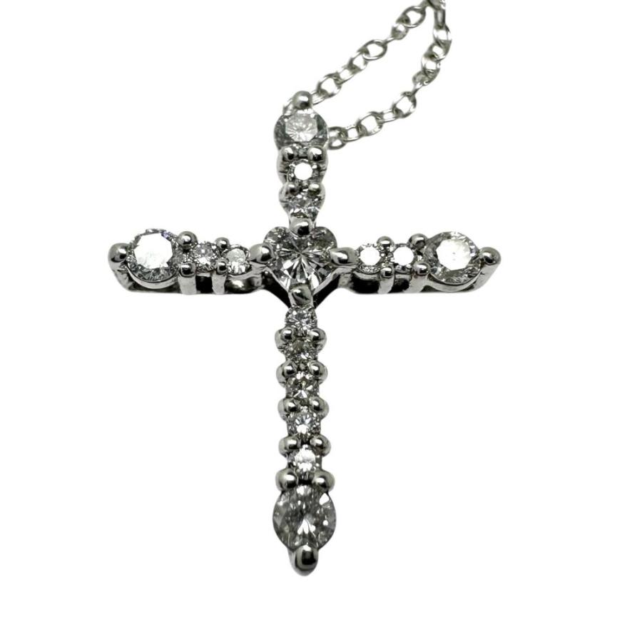 AHKAH（アーカー） クロス ダイヤモンド 計0.33ct ネックレス K18WG