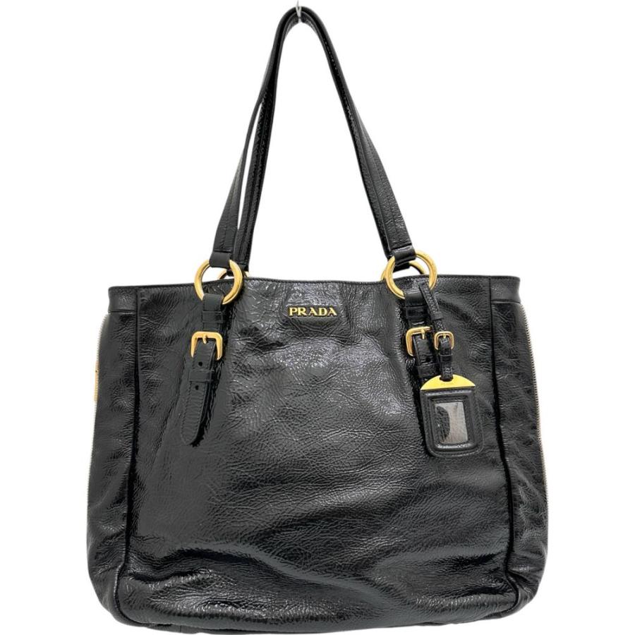PRADA（プラダ） ハンドバッグ トートバッグ エナメル ブラック 