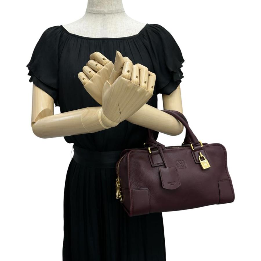 LOEWE（ロエベ） アマソナ28 ハンドバッグ レザー ボルドーレッド
