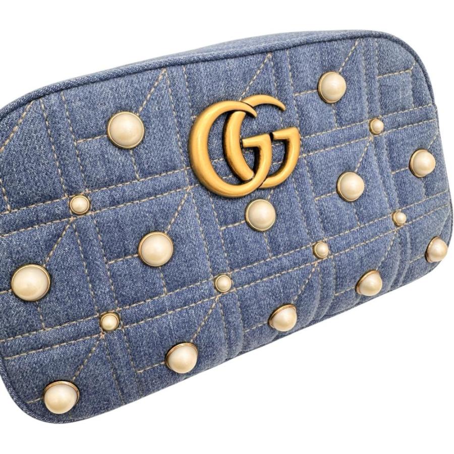 良品　GUCCI マーモント　パール　デニム　キルティング　長財布 GUCCI（グッチ） スモールカメラバッグ 447632 GGマーモント