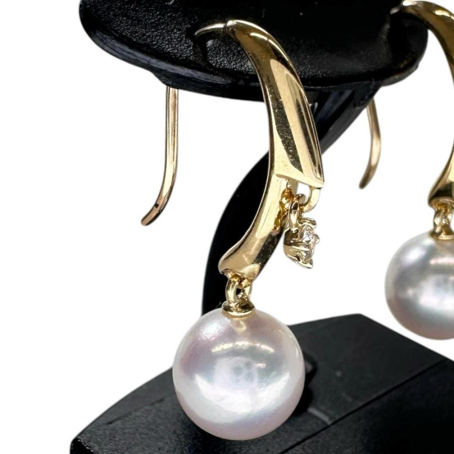 MIKIMOTO（ミキモト） フックピアス 2Pぶら下がりダイヤ アコヤパール