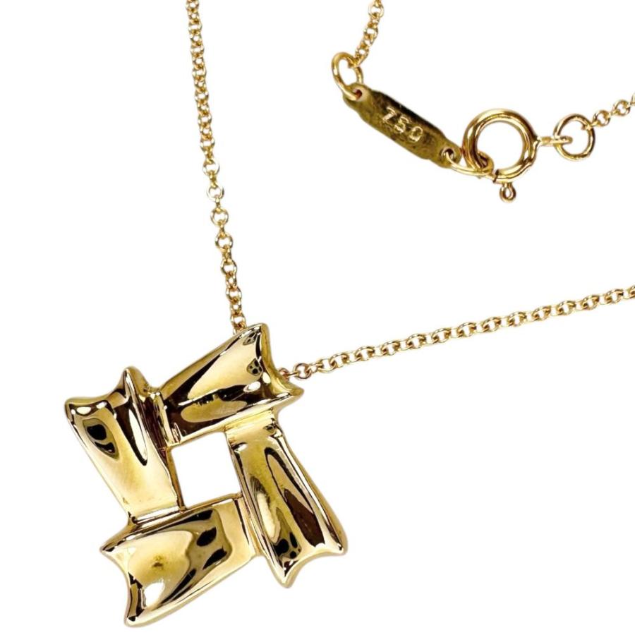 TIFFANY&Co.（ティファニー） リボン スクウェア ネックレス K18YG