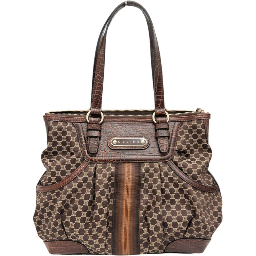 CELINE（セリーヌ） マカダム柄 ハンドバッグ キャンバス/レザー 