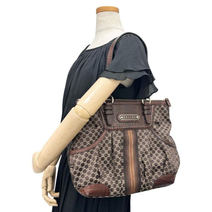 CELINE（セリーヌ） マカダム柄 ハンドバッグ キャンバス/レザー 