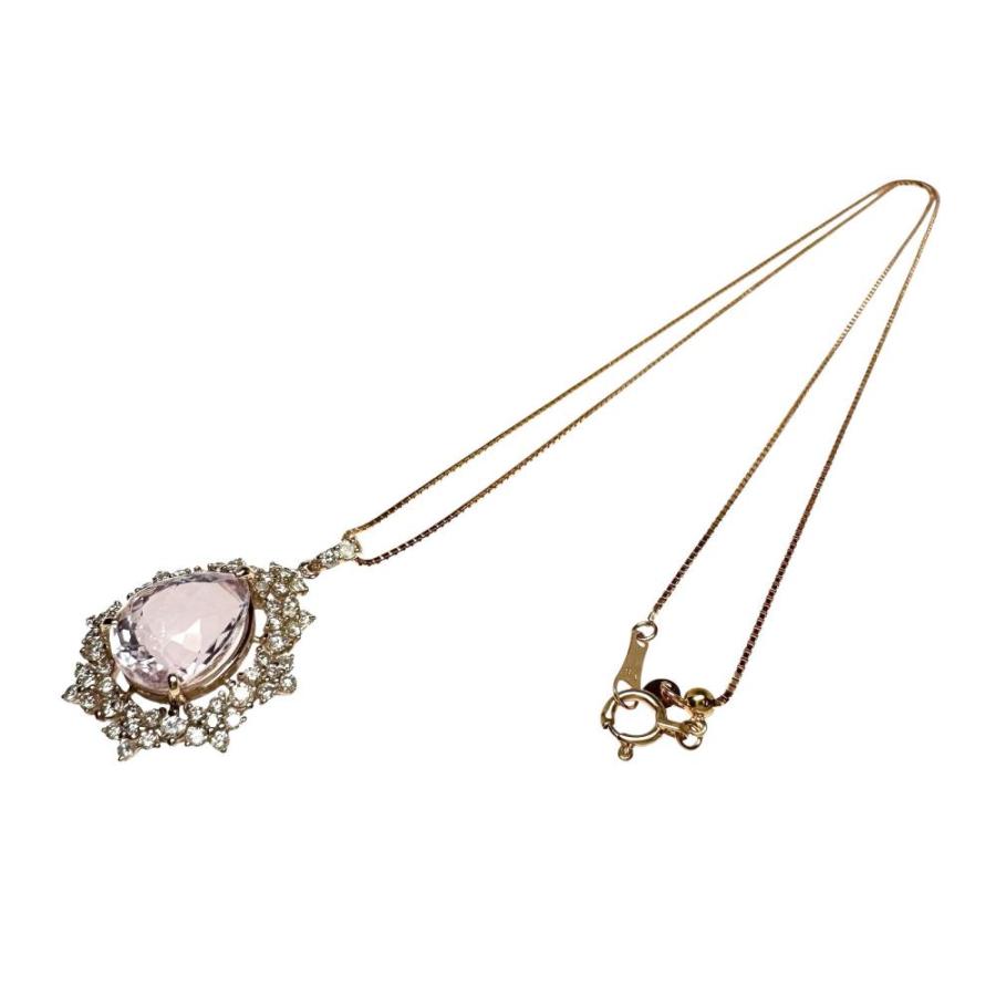 クンツァイト 5.31ct ダイヤモンド 計0.95ct ネックレス K18PGピンク 