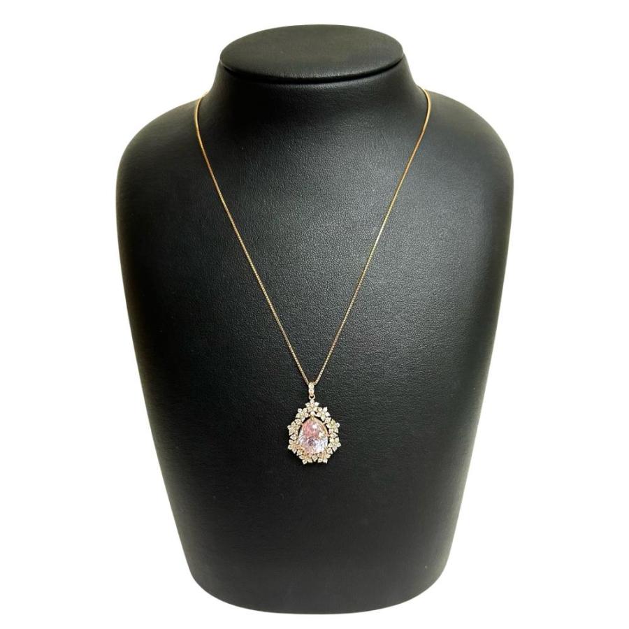 クンツァイト 5.31ct ダイヤモンド 計0.95ct ネックレス K18PGピンク 