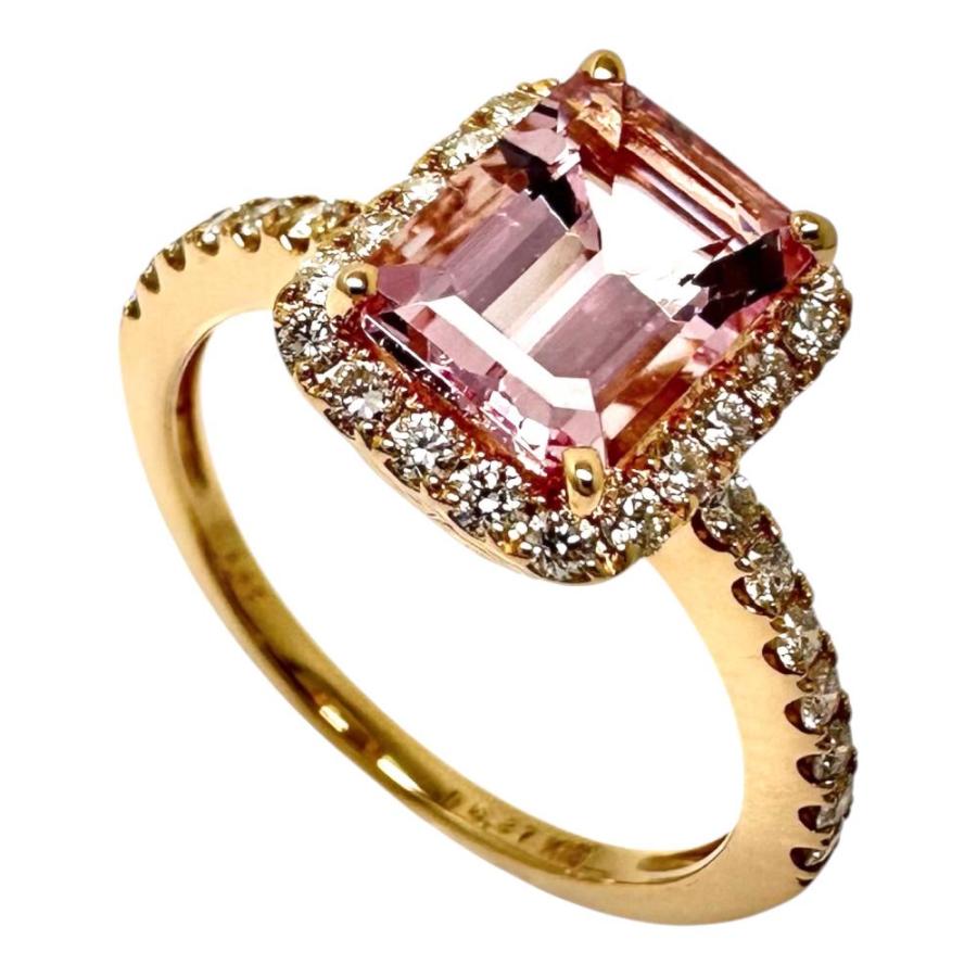 11.5号 モルガナイト 1.45ct ダイヤモンド 計0.37ct リング・指輪 K18 