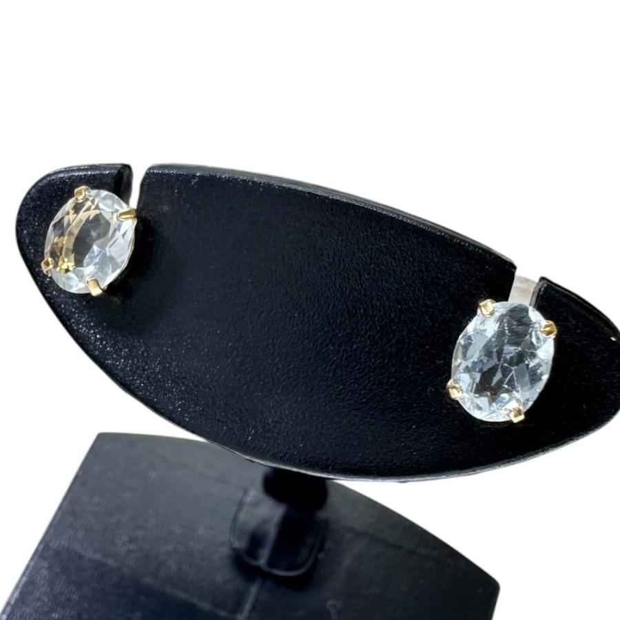 K18YG アクアマリン スタッドピアス 未使用品 スタッド アクアマリン/アクワマリン 0.22×2ct ピアス K18ゴールド 0.4