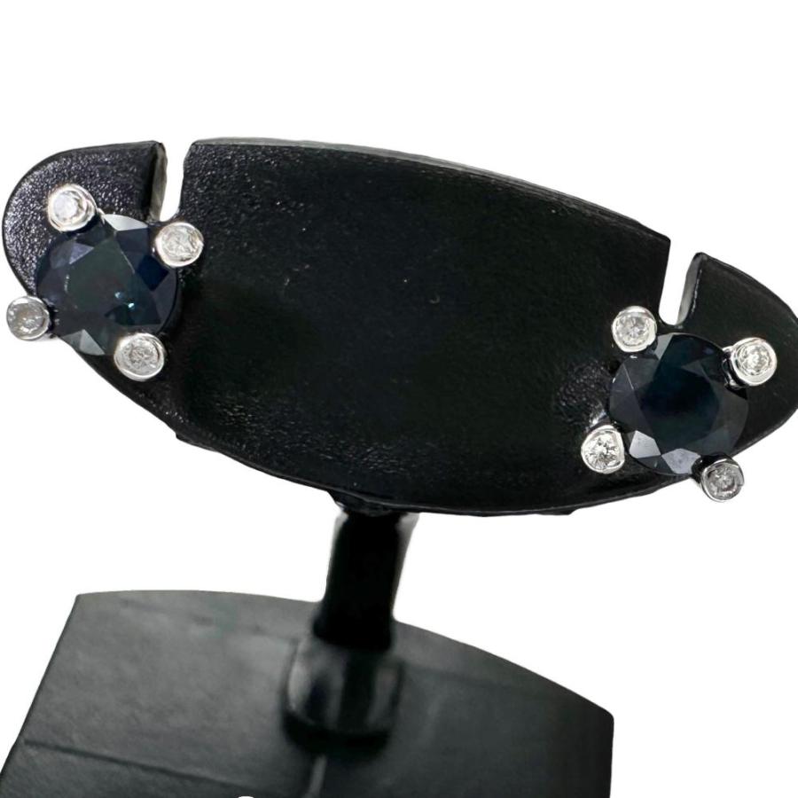 サファイア 1.00ct ダイヤモンド 0.02×2ct ピアス K18WGホワイト