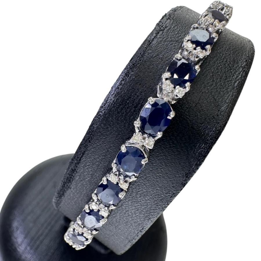 サファイア 10.00ct ダイヤモンド 0.40ct ブレスレット K18WGホワイト 