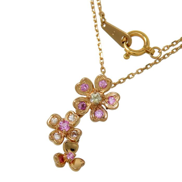 最適な価格 花 フラワー 2way ピンクサファイア ホワイトサファイア ネックレス K18pgピンクゴールド 2 8g 41cm レディース 在庫限り Lespakigali Com