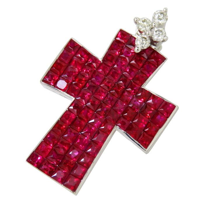 ミステリーセッティング クロス/十字架 ルビー ダイヤモンド 計0.08ct 