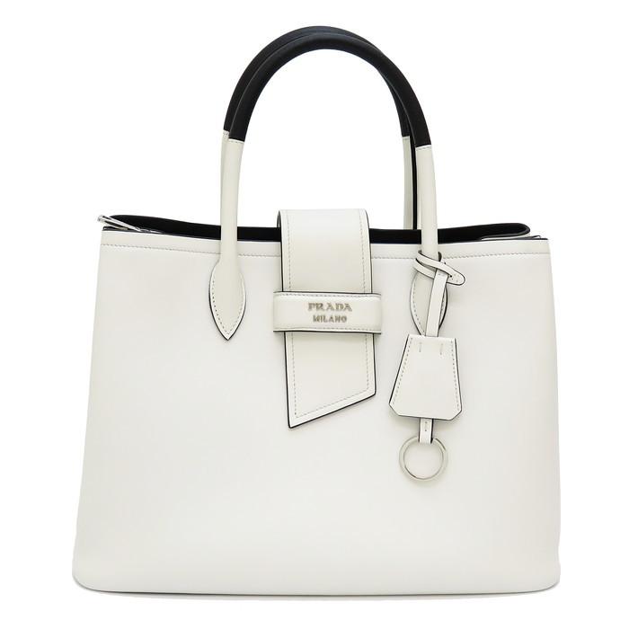 PRADA プラダ キャンバストートバッグ PRADA（プラダ） 1BG148 2WAY トートバッグ/ソフトカーフ BIANCO/NERO