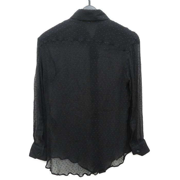 SAINT LAURENT - サンローラン パリ ブラウス 長袖 シアー シースルー グリッタードット柄 黒 サンローラン パリ ブラウス 長袖 シアー シースルー グリッター