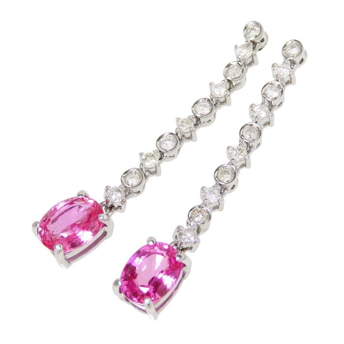 最終特価品 スタッド ピンクサファイア 1.48/1.41ct ダイヤモンド 計 