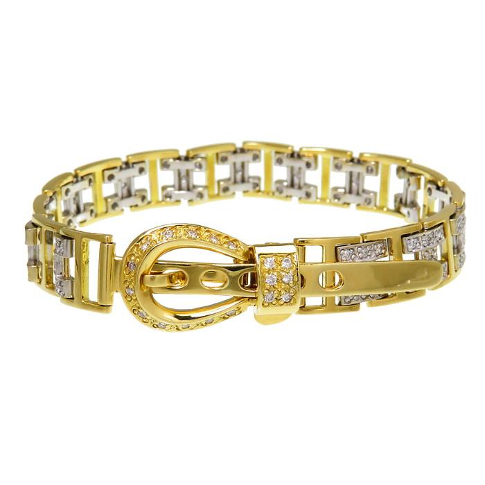 Hモチーフ ベルトデザイン コンビ ダイヤモンド 計1.00ct ブレスレット 