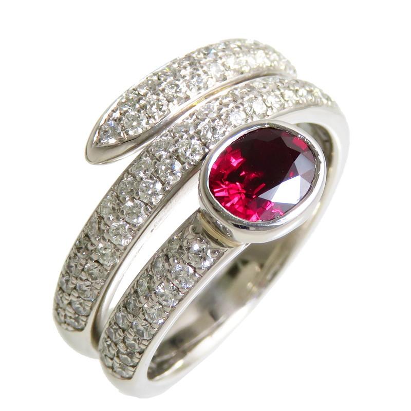 最終特価品 13.5号 ピジョンブラッド ルビー 0.82ct ダイヤモンド 計