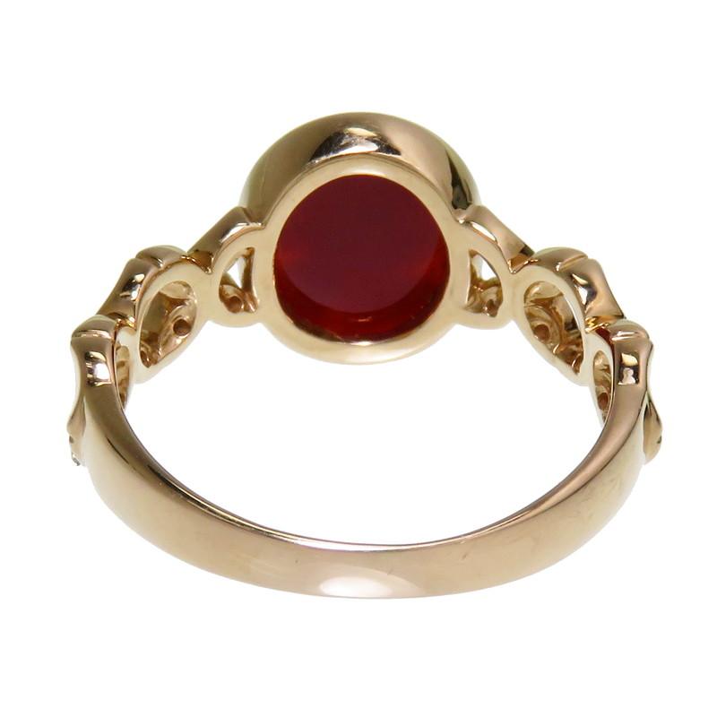 12.5号 カメオ 花/フラワー シェル ダイヤモンド 計0.10ct リング 