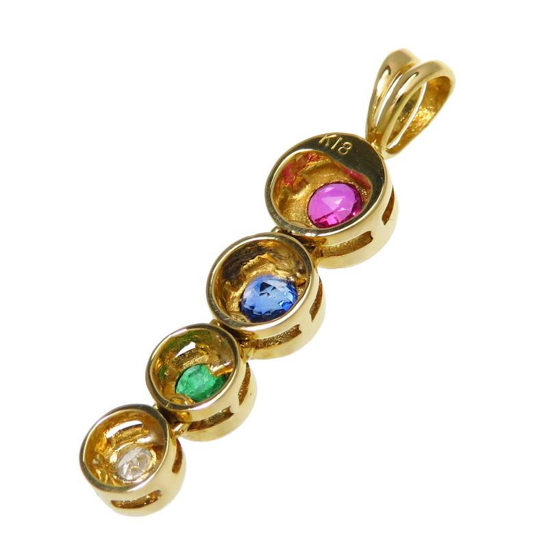 ルビー/サファイア/エメラルド ダイヤモンド 0.05ct ペンダントトップ 